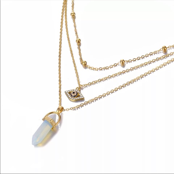 🧿Boho style multilayer evil eye 🧿 necklace - Picture 2 of 3